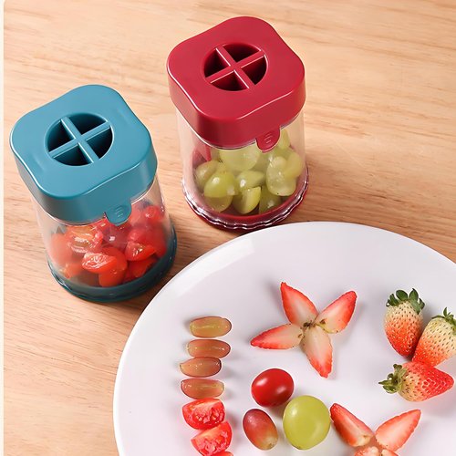 Grape Cutter for Toddlers by New - Safe Slicing Tool for Grapes, Strawberries & More | Blue