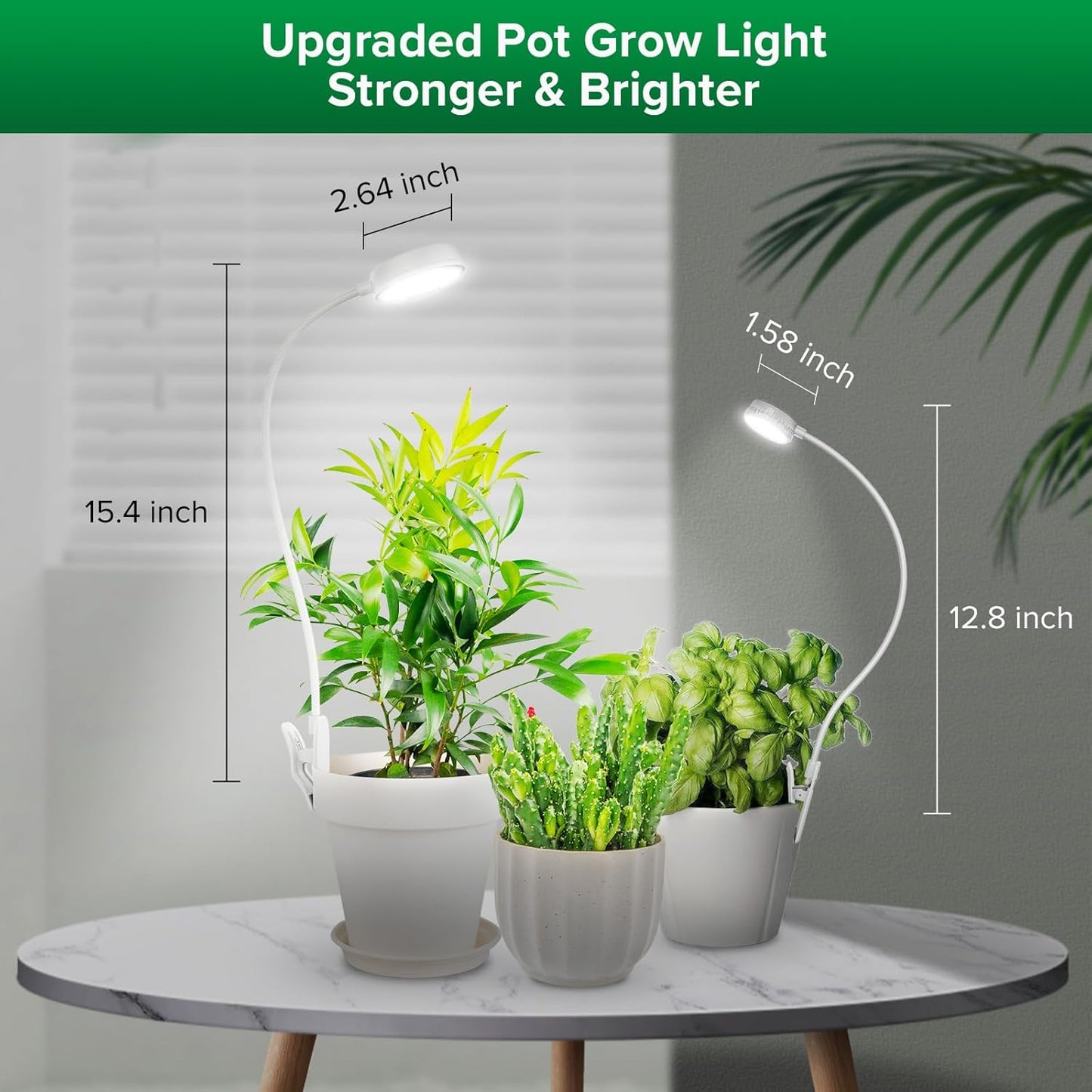 SANSI Grow Light - Full Spectrum LED Plant Lamp with 4-Level Dimmer & Auto Timer | White, 10W, 1-Pack