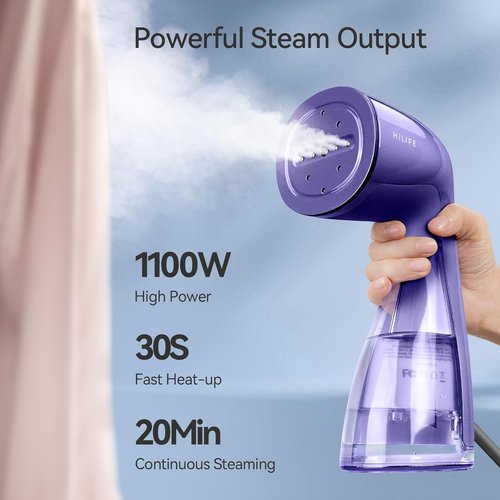 HiLIFE Portable Clothes Steamer - 700W Handheld Design with 240ml Capacity | Royal Purple, Ideal for Home & Travel