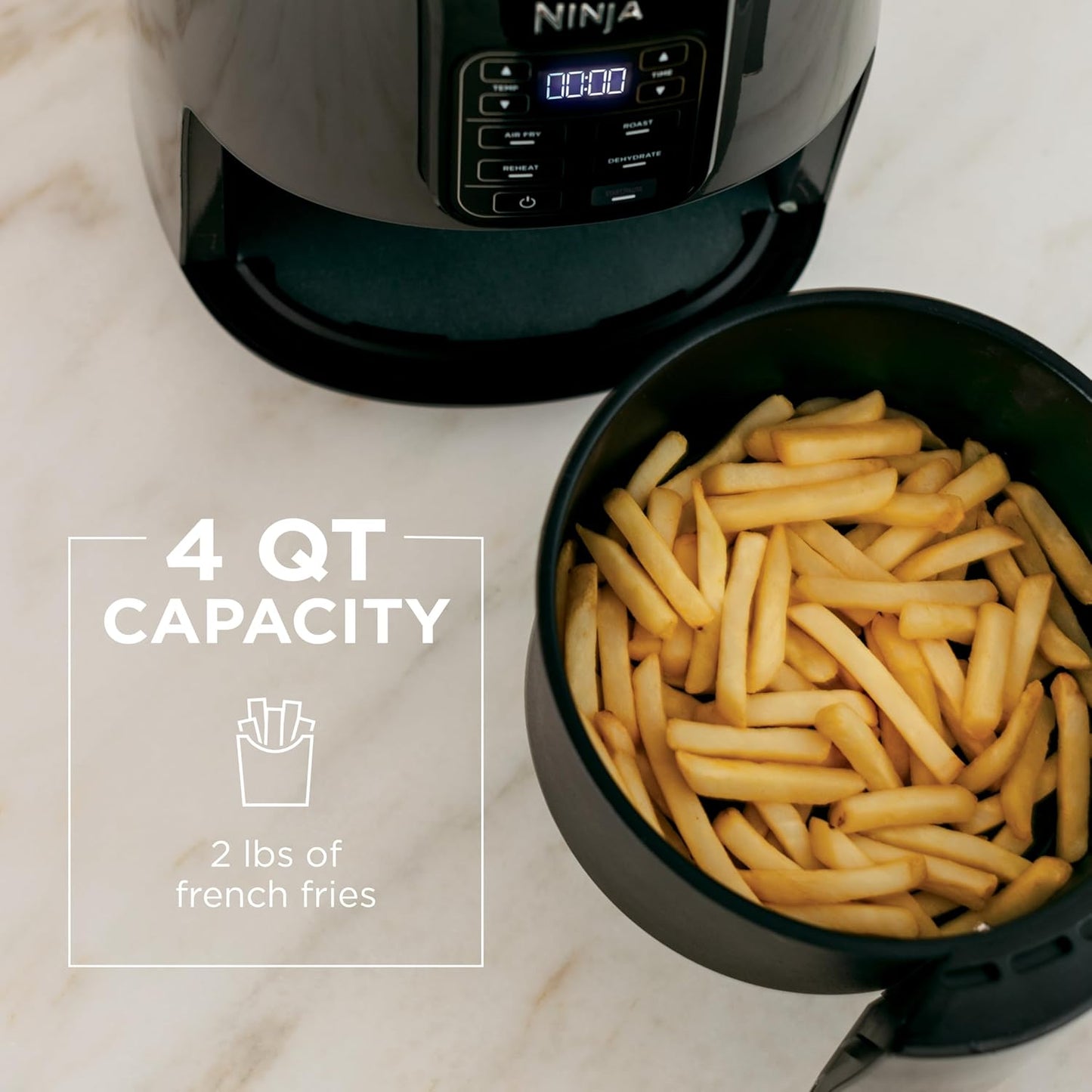 Ninja Air Fryer - 4 QT Capacity | 4-in-1 Cooking Functions | Dishwasher Safe | Includes 20 Healthy Recipes | Grey
