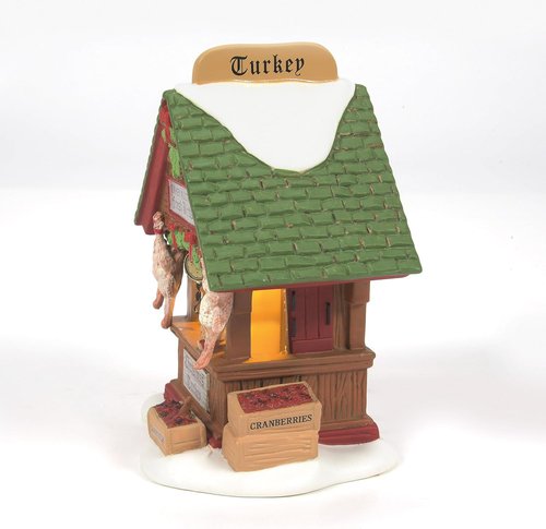 Department 56 Dickens Village | Dressed for the Turkey Auction Lit Building & Figurine Set - 4.8 Inch, Multicolor