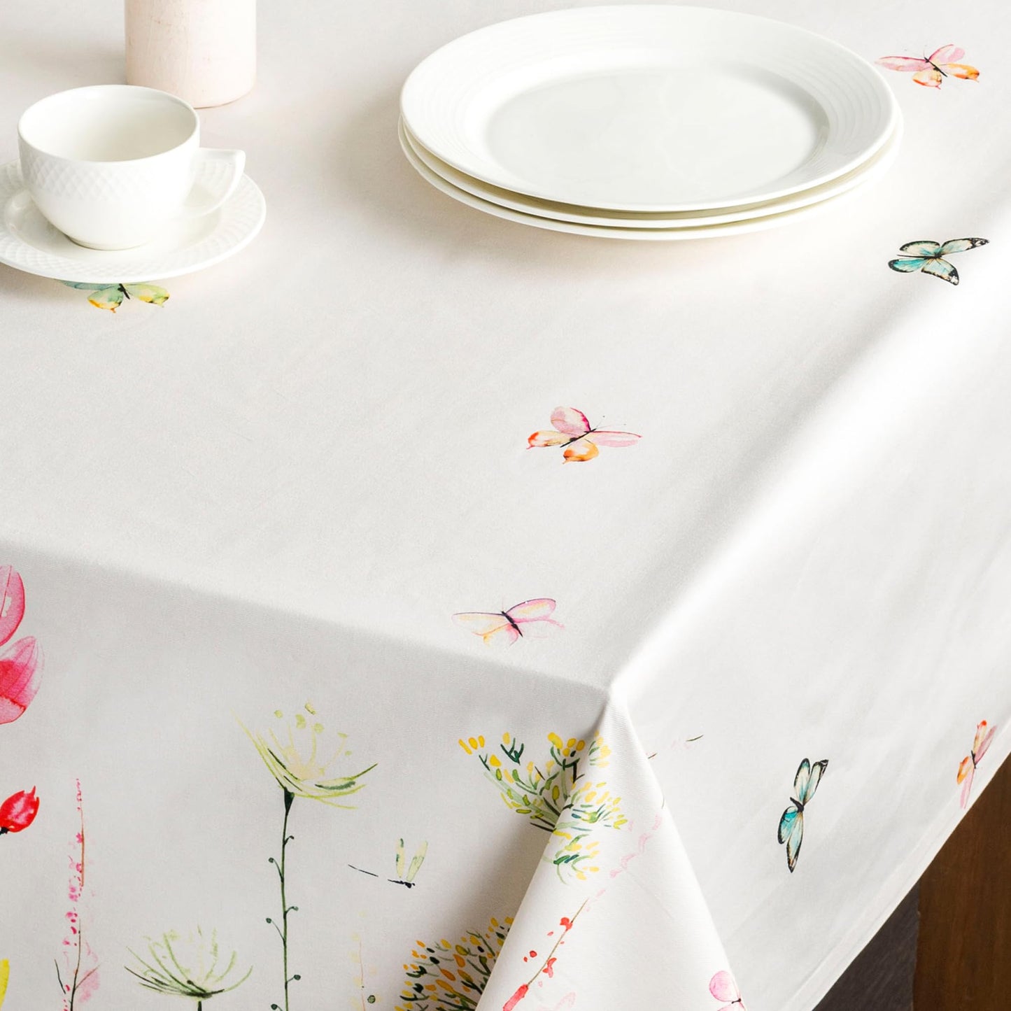 Maison d' Hermine Table Cloth Rectangle Table 100% Cotton 60 x 120 Inches Tablecloth Reusable Decorative for Dining Kitchen Room Farmhouse Home Gifts for Mothers Day Spring Summer - Botanical Fresh