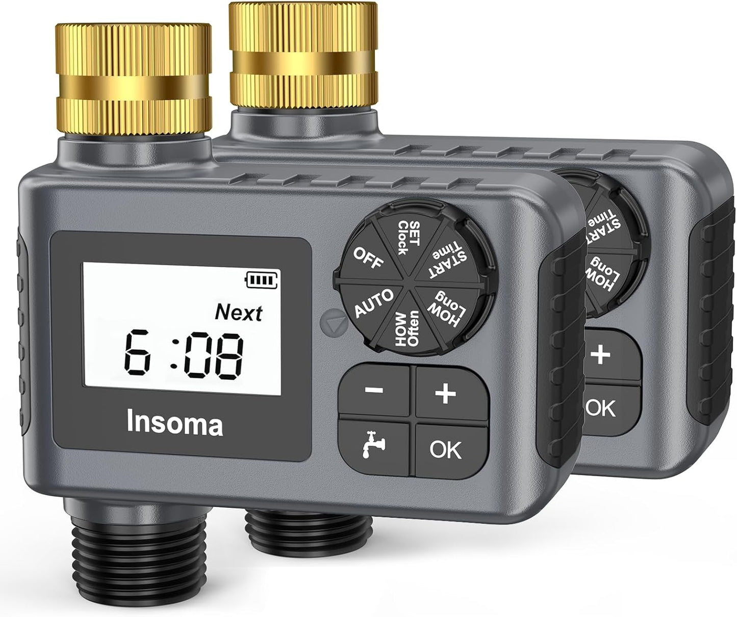 Water Timer - 2-Pack Automatic Garden Hose Irrigation System with Rain Delay & Manual Mode