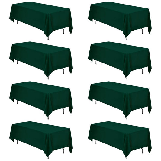 BRILLMAX 8 Pack Hunter Green Tablecloths 70 x 120 Inch for 6ft & 8ft Rectangle Tables - 150 GSM Polyester Fabric, Universal Fit, Water, Stain & Wrinkle Resistant Cloth Cover for Wedding Banquet