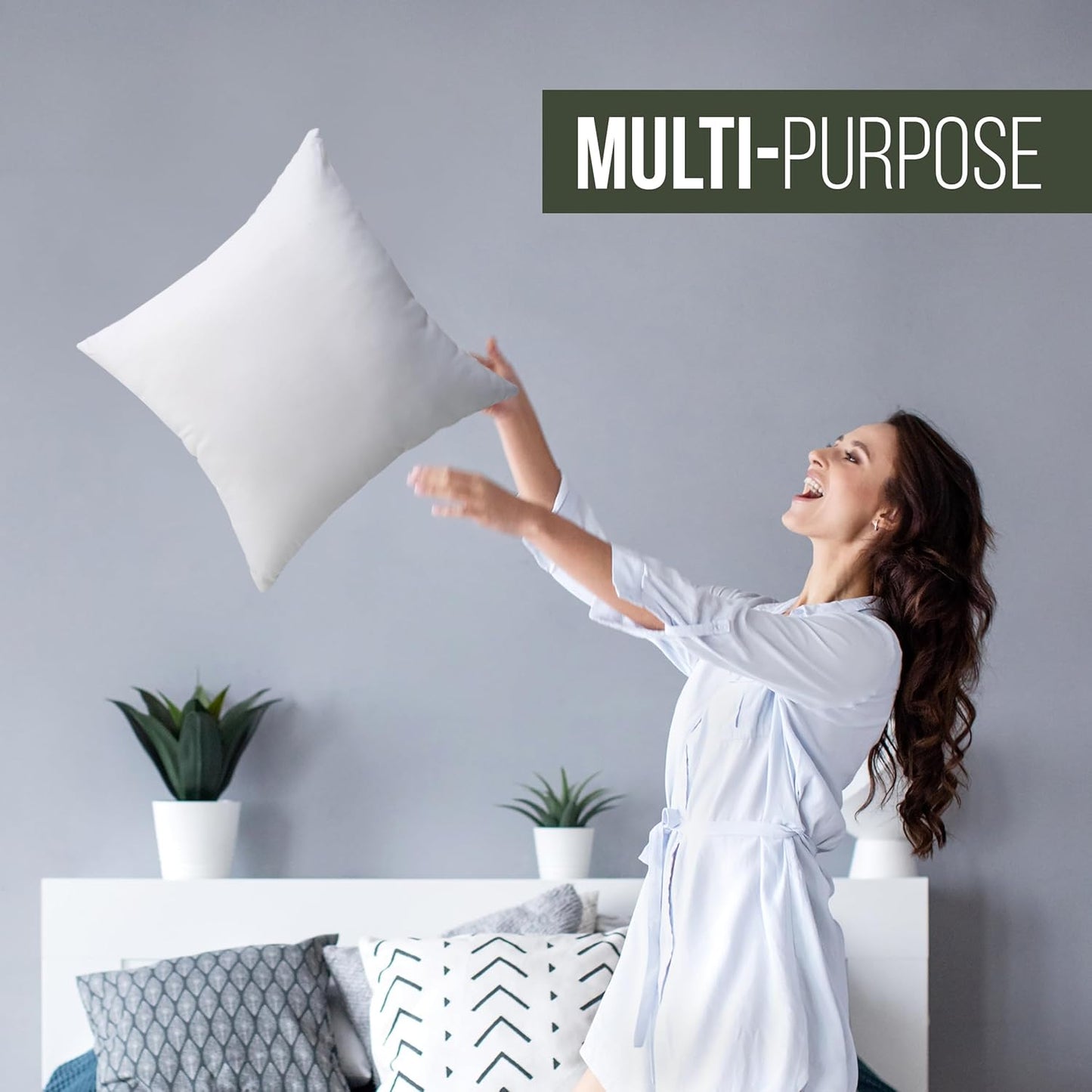 Utopia Bedding Throw Pillow - Fluffy Down Alternative Cushion | 26 x 26 Inches, White - Ideal for Bed & Sofa