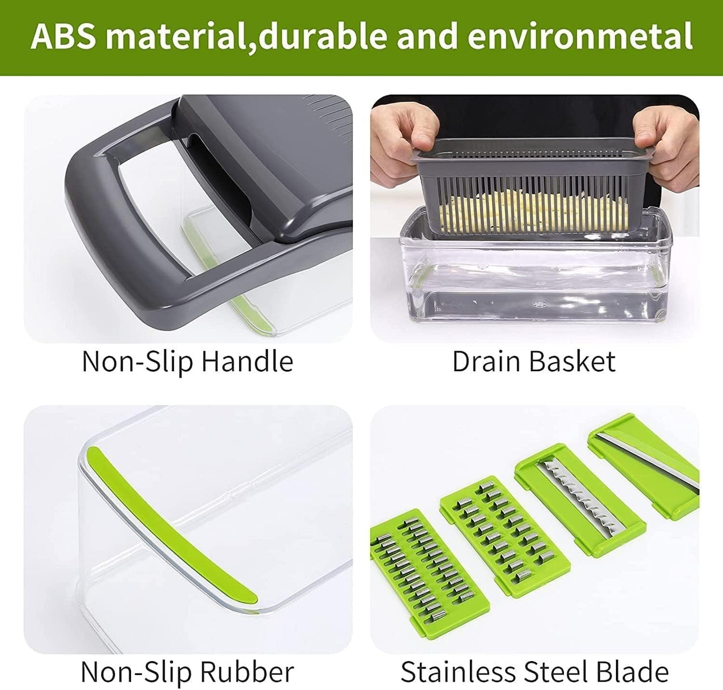 Skiennix Pro 10-in-1 Vegetable Chopper - Multifunctional Onion Slicer & Dicer with Container