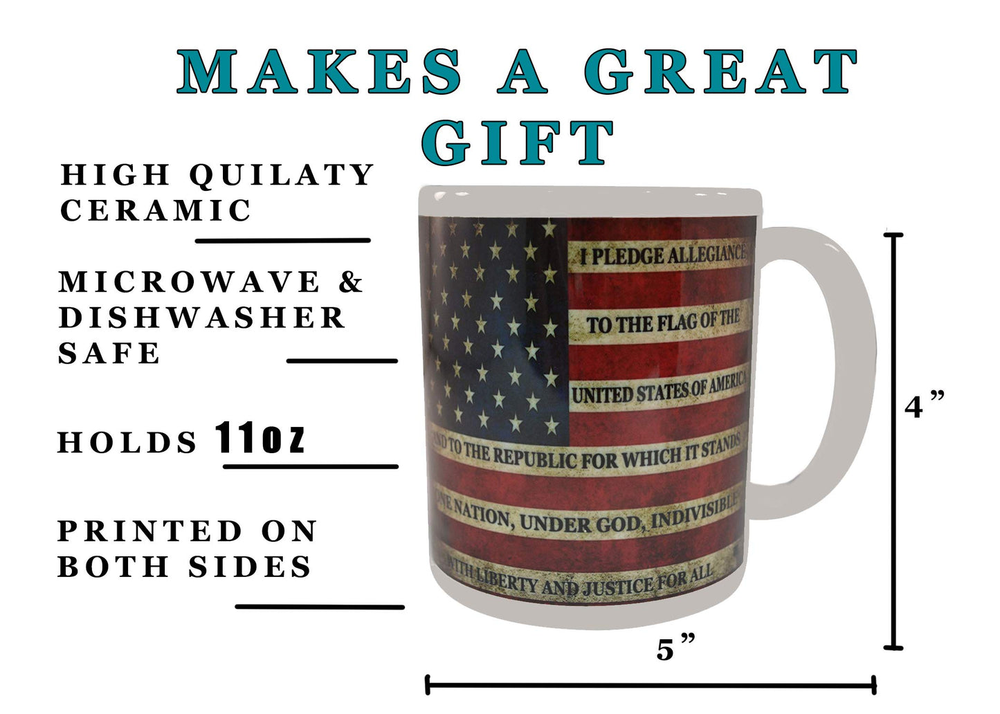 Rogue River Tactical Patriotic USA Flag Funny Coffee Mug Novelty Cup Gift America Pledge of Allegiance
