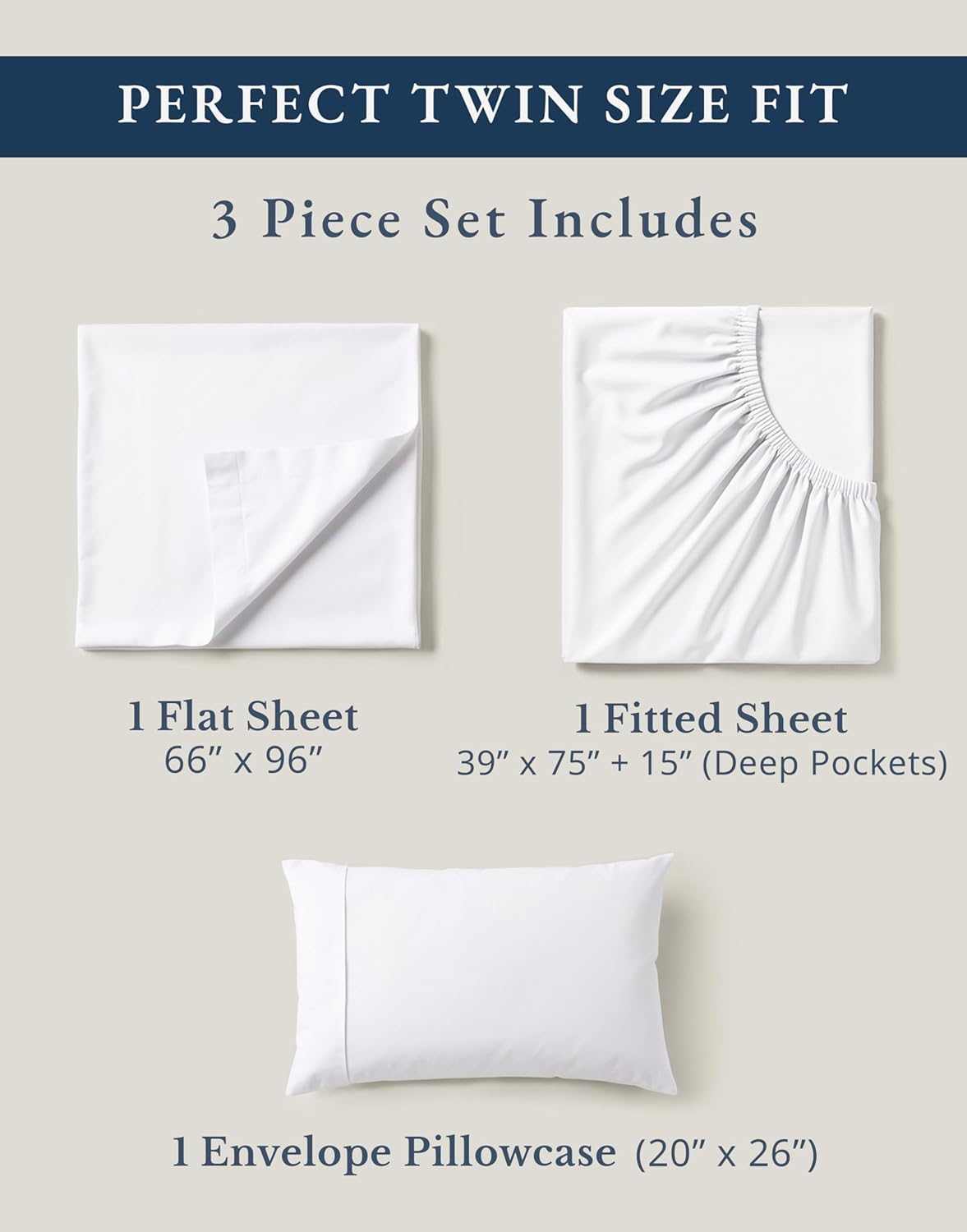 LANE LINEN 100% Organic Cotton Twin Sheets Set - Soft, Breathable Percale Bedding for Dorm Room Essentials