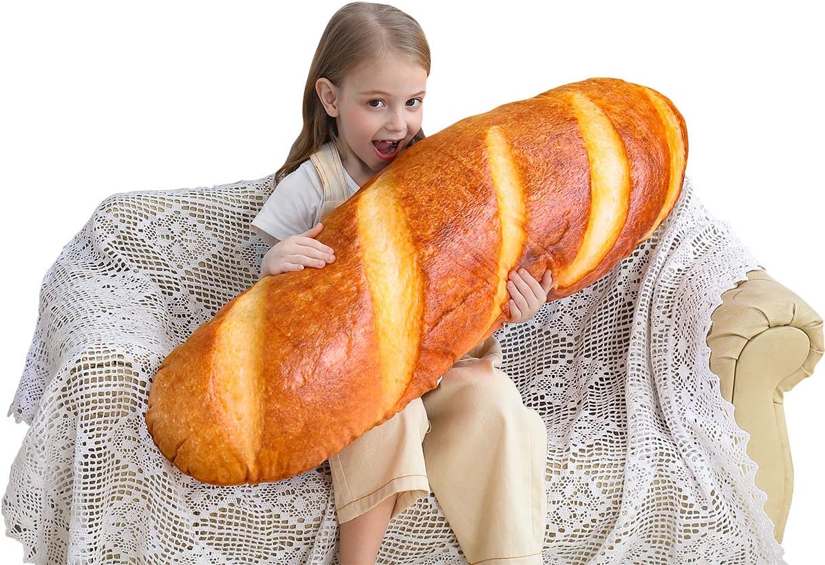 Wepop 40-Inch 3D Simulation Bread Shape Pillow - Soft Baguette Lumbar Back Cushion