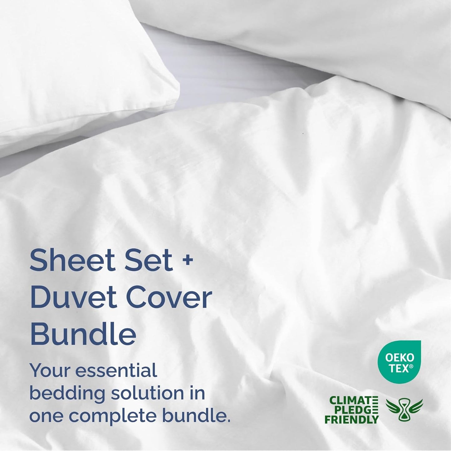 4pc White Sheet Set by Hotel Luxury | Queen Size Duvet Cover, Fitted & Flat Sheets, Pillow Cases - Breathable & Cooling Bedding