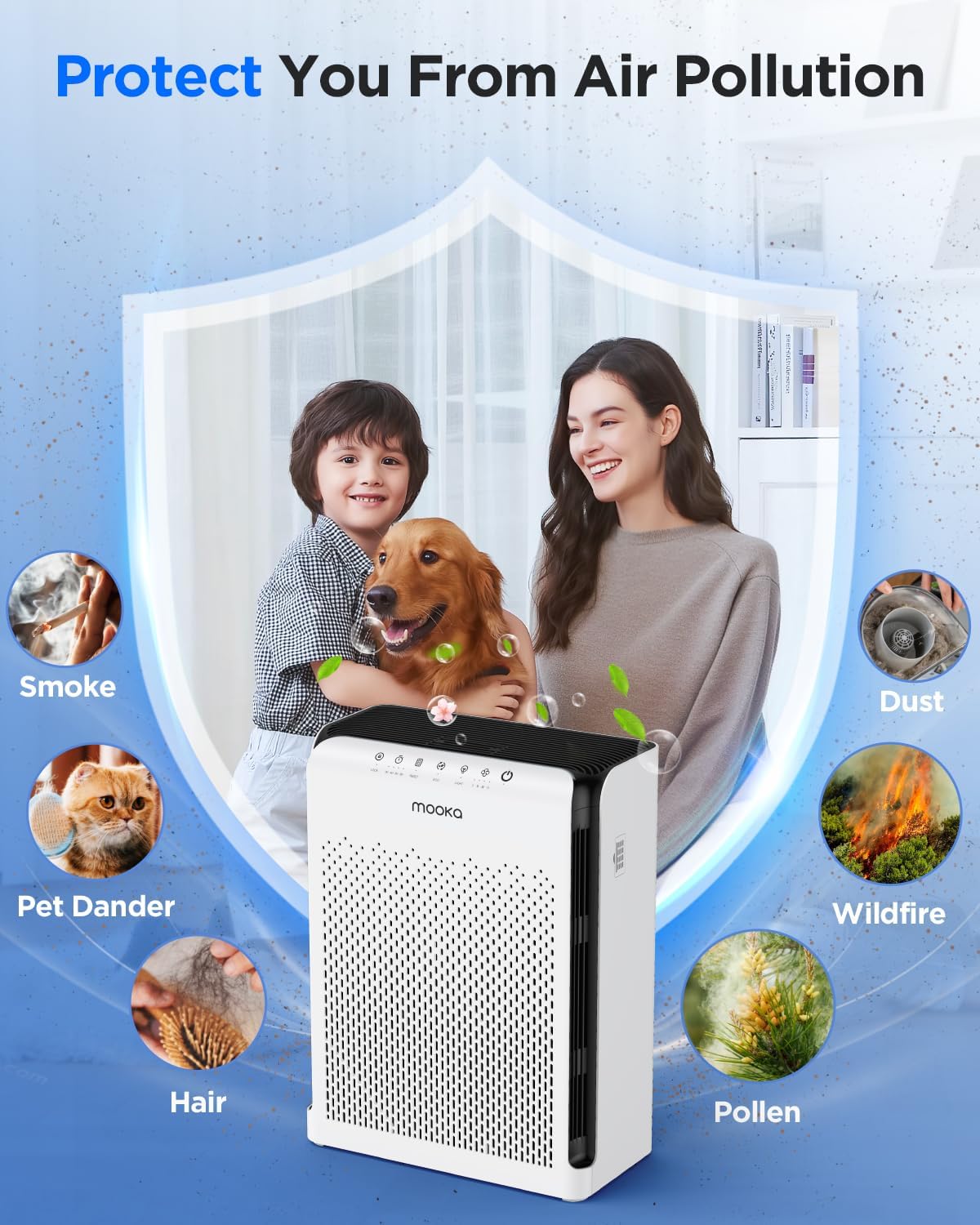 Skiennix M200L Air Purifier - Ideal for Large Rooms Up to 2200ft² with Air Quality Sensor