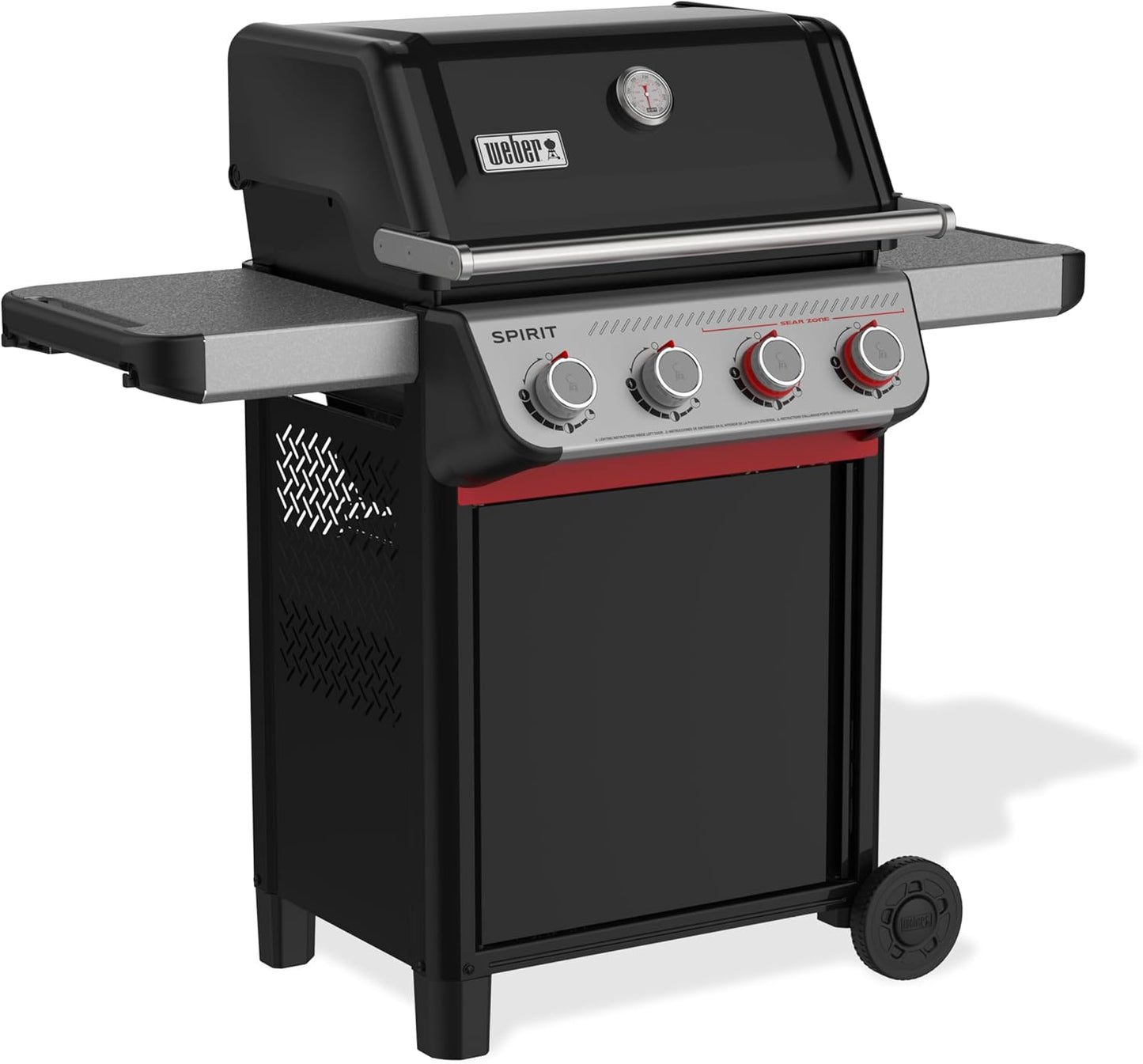 Weber Spirit E-425 Liquid Propane Gas Grill - 4 Burner Outdoor BBQ in Black | Porcelain-Enameled Grates & Sear Zone