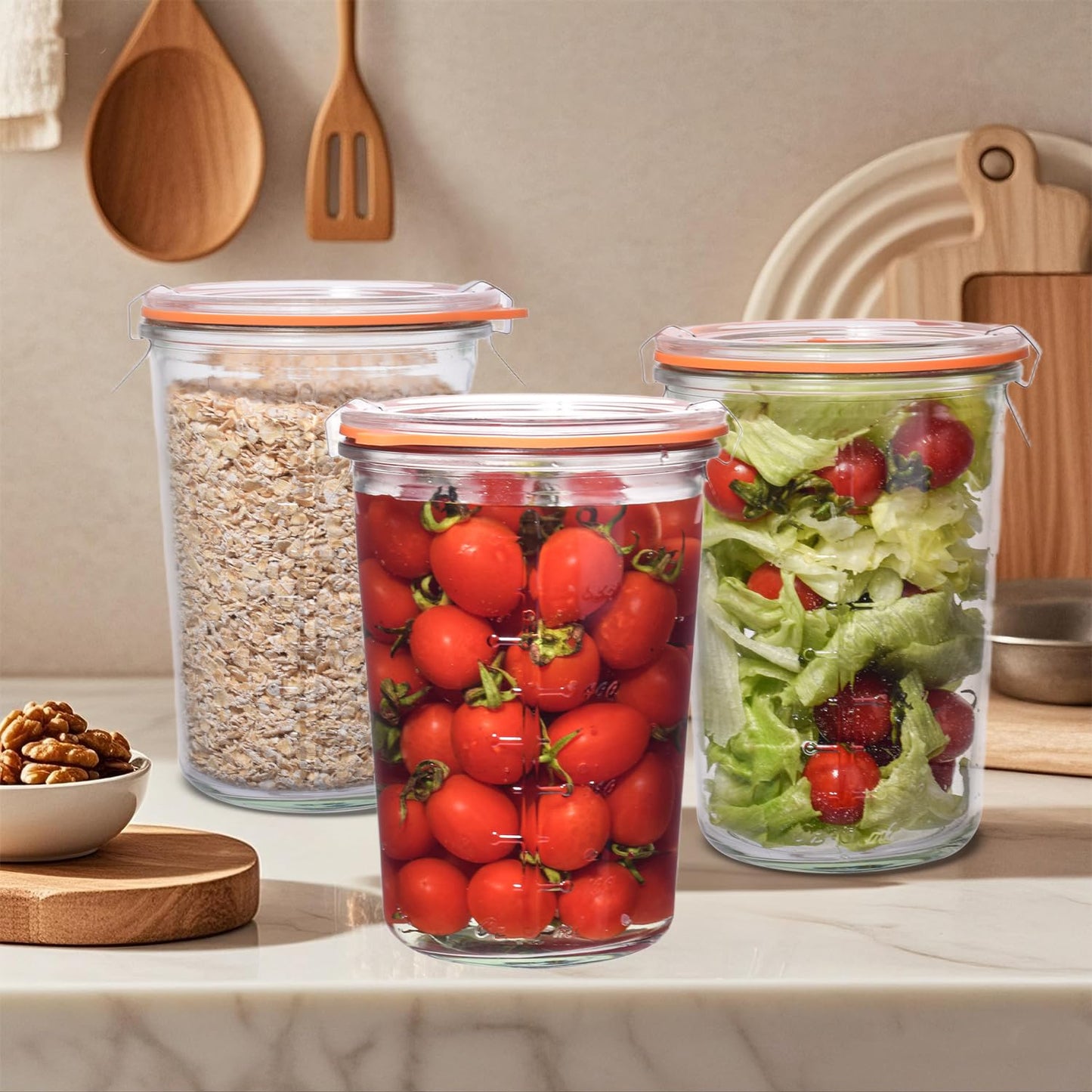 PYVYLO Glass Sourdough Starter Jar,27oz Wide Mouth Jars for Sourdough Starter,Airtight Food Storage Containers with Glass Lid for Bread Baking Supplies