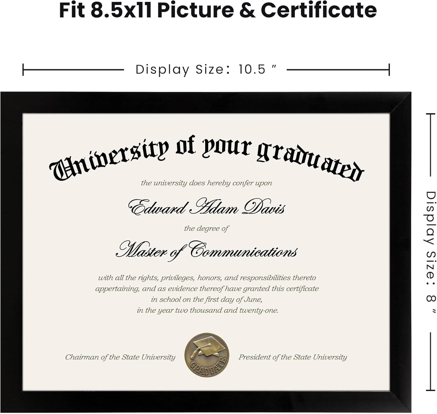 Upsimples Certificate Frame - High Definition Glass Diploma Frames | 8.5x11 Inches | Black 5-Pack