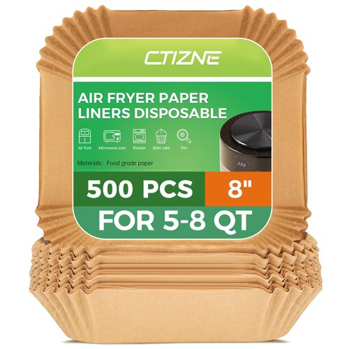 Air Fryer Liners Disposable - 500Pcs 8In Square Parchment Paper for Air Fryer Non-Stick Airfryer Basket Liners for Steamer Microwave Oven