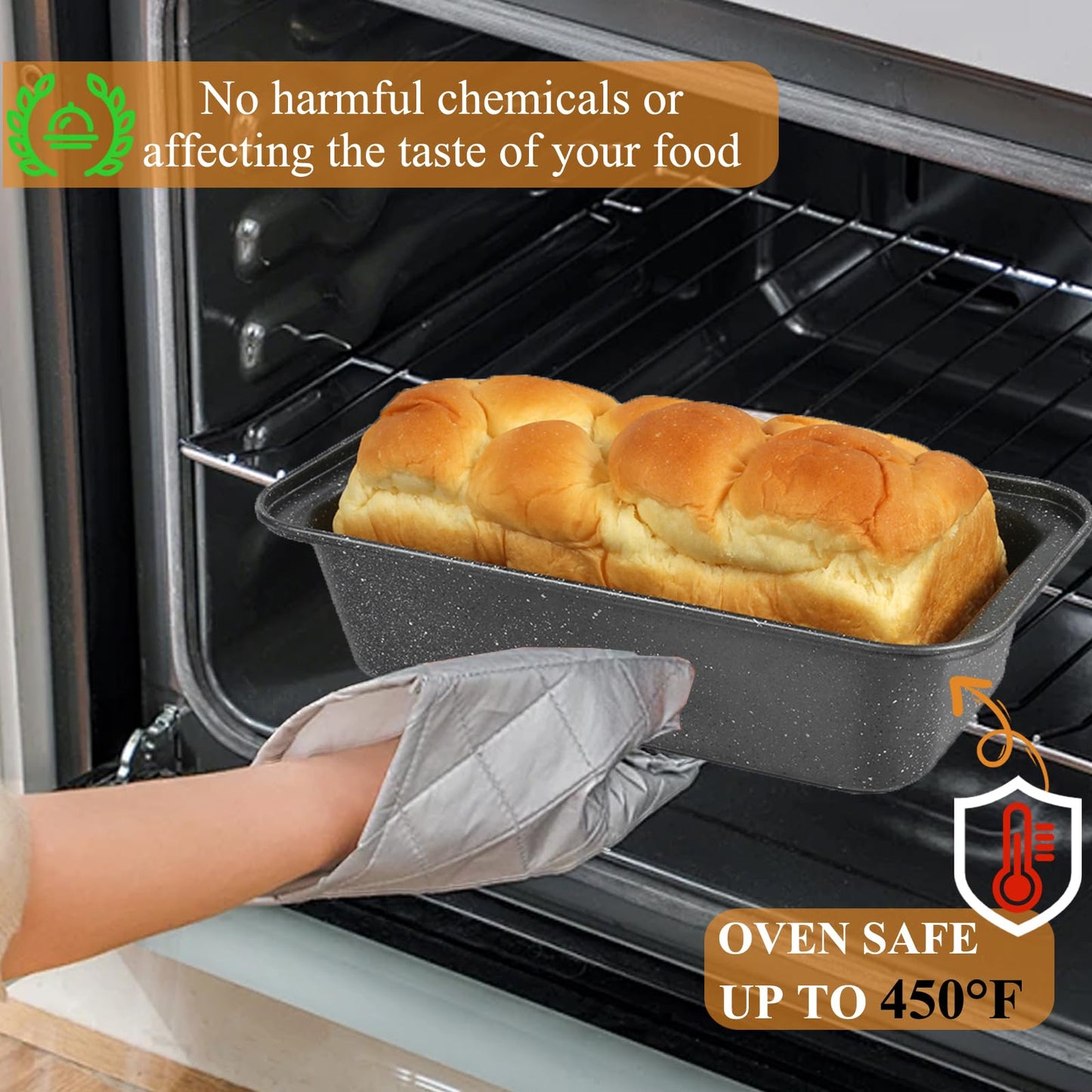 Walooza 8x4 Loaf Pan - Carbon Steel Bread Baking Pans for Homemade Bread Banana Bread, Sourdough, Pound Cake | Nonstick, Oven Safe, Easy Release