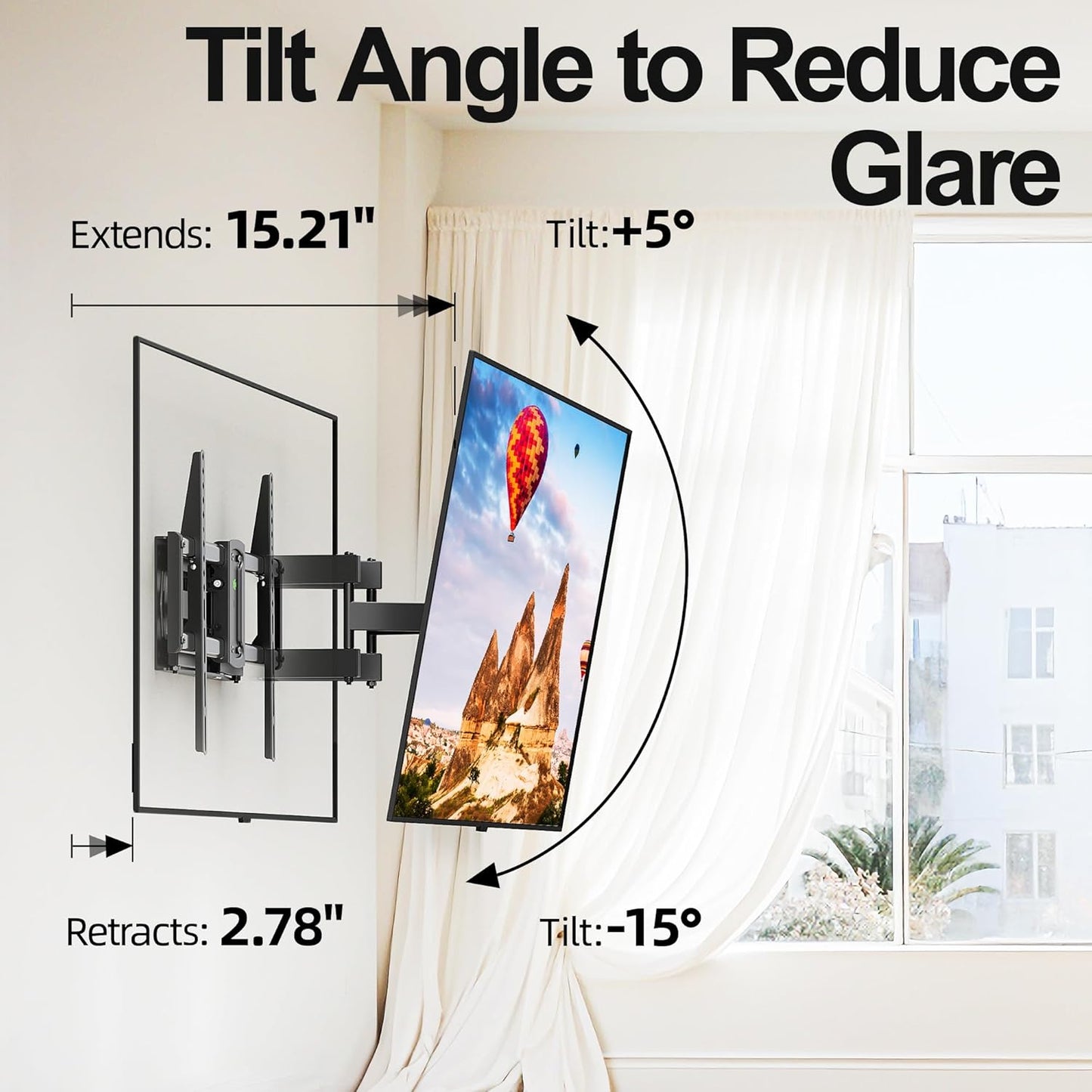 USX MOUNT Full Motion TV Wall Mount - Fits 42-84 Inch TVs, 120lbs Capacity, VESA 600x400mm, Dual Articulating Arms