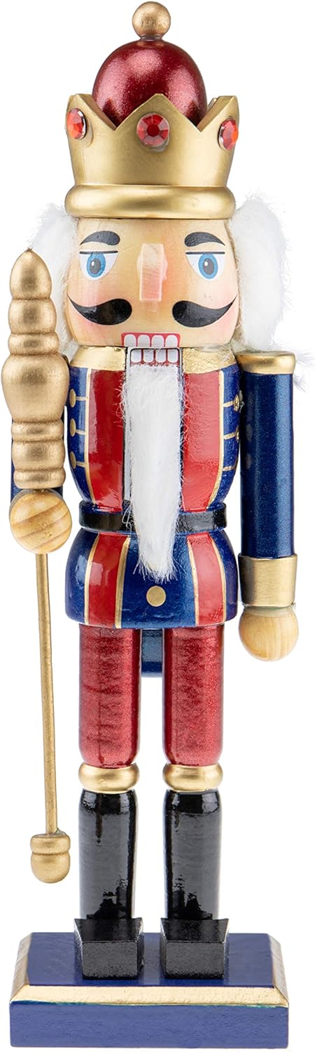 10-Inch White King Wooden Nutcracker - Festive Christmas Décor for Shelves