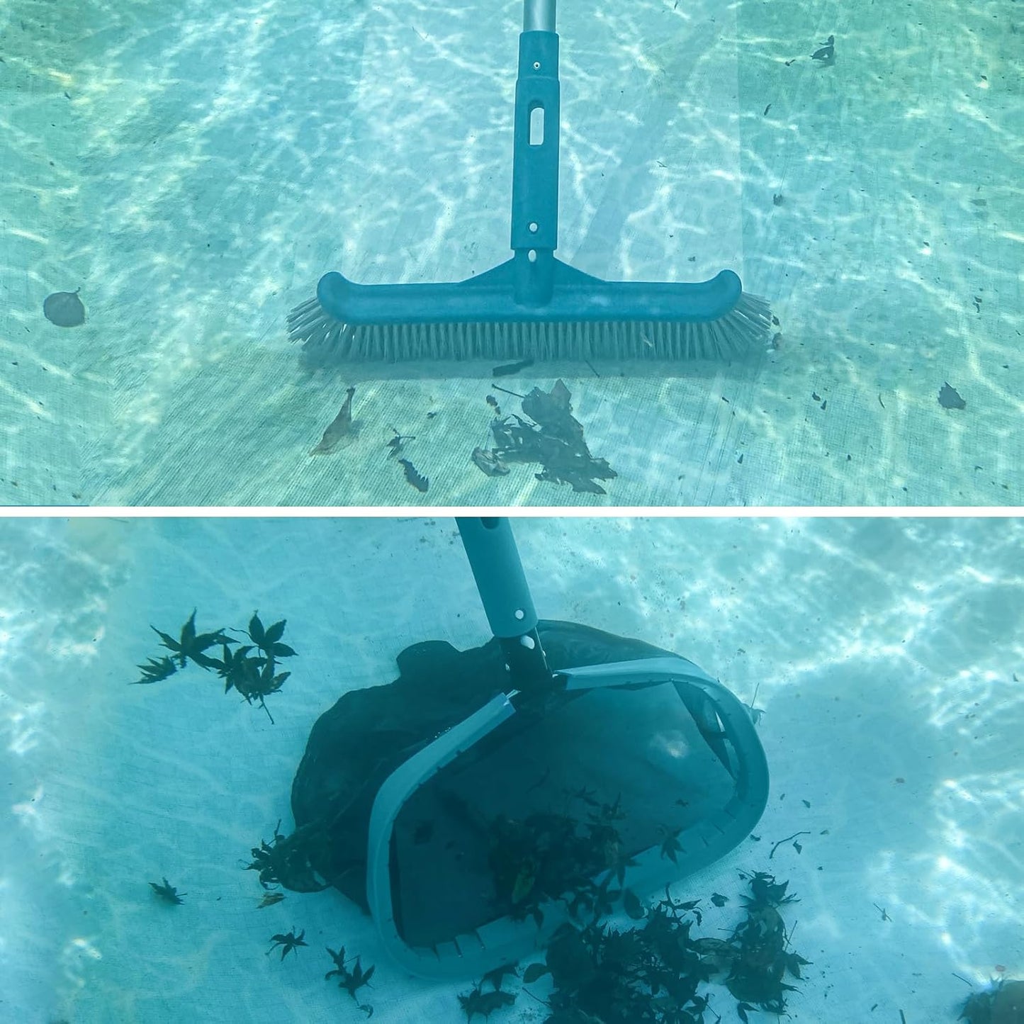 Skiennix Above Ground Pool Cleaning Kit - Vacuum, Leaf Rake, Wall Brush & 8Ft Pole for Easy Debris Removal