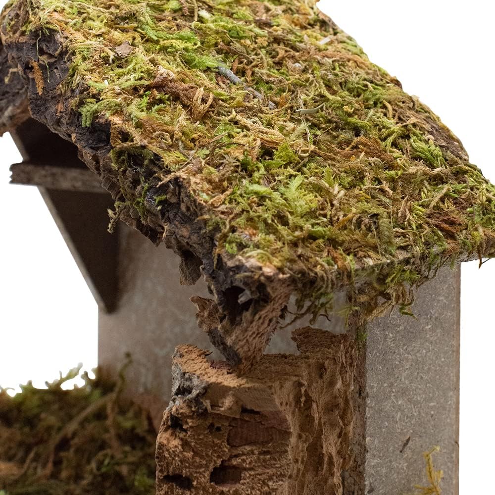 Village Gift Importers Nativity Creche Stable - 8.5" Tall, 10" Wide | Realistic Moss Roof & Floor | Holiday Home Décor Made in Italy