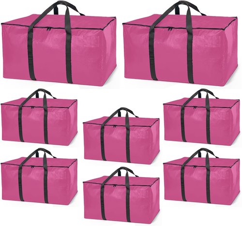 ClearSpace Oversized Moving Bags - Heavy-Duty Storage Bags with Backpack Straps & Zippers | 8 Pack for Easy Moving & Organizing
