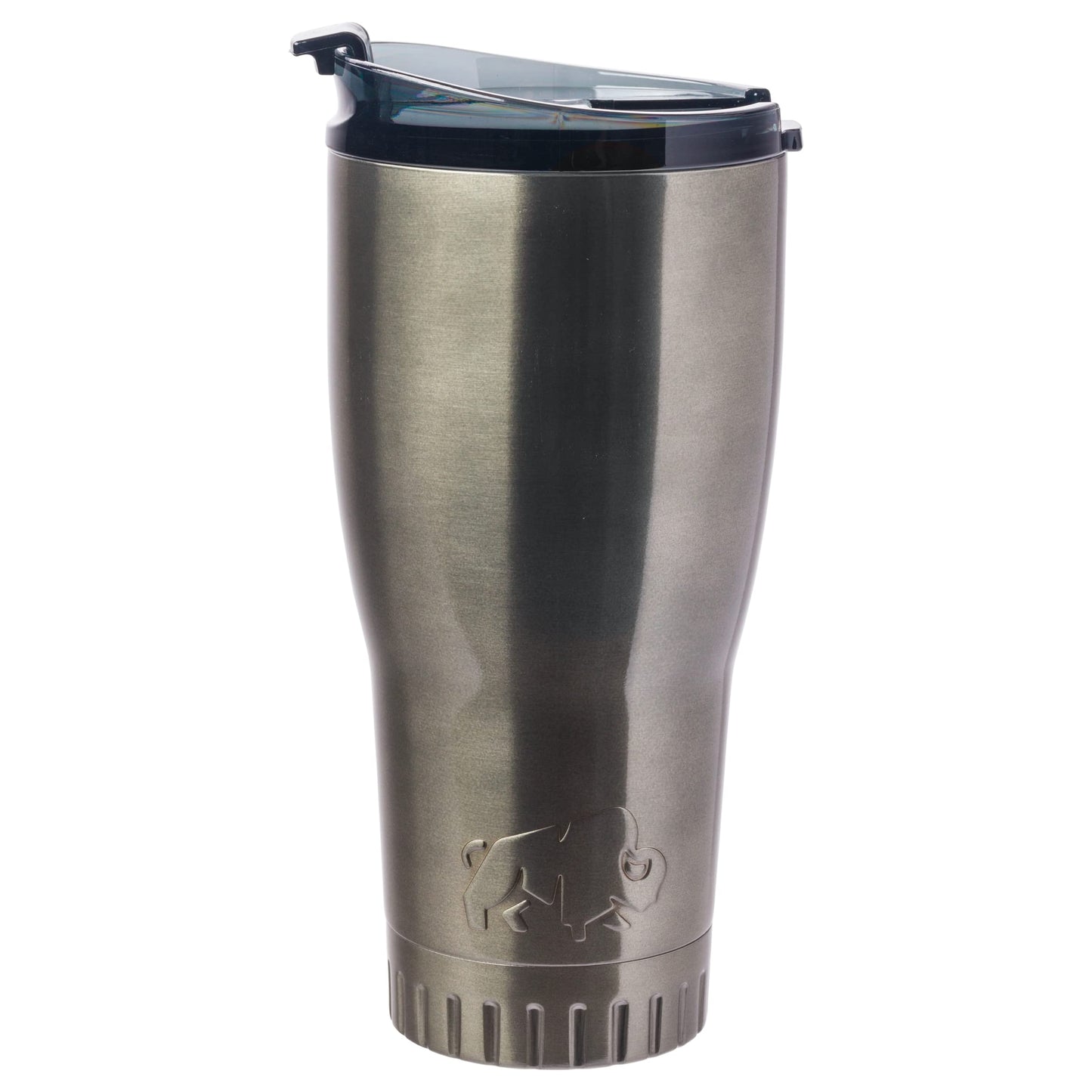 Silver Buffalo Double Walled Vacuum Insulated Stainless Steel Tumbler With Flip Top Lid Keeps Hot and Cold, Travel Coffee Mug Leak Proof Lid, 30 Ounces, Gray