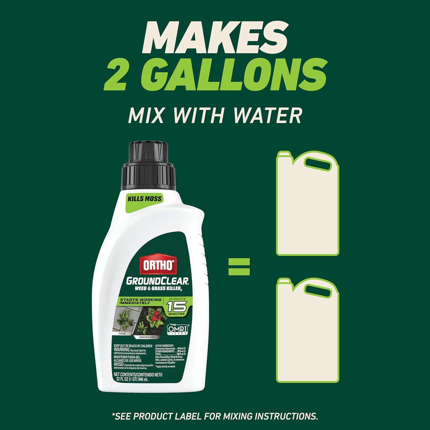 Ortho GroundClear Weed Killer Concentrate - Kills Dandelions, Crabgrass & More | 32 Fl. Oz.