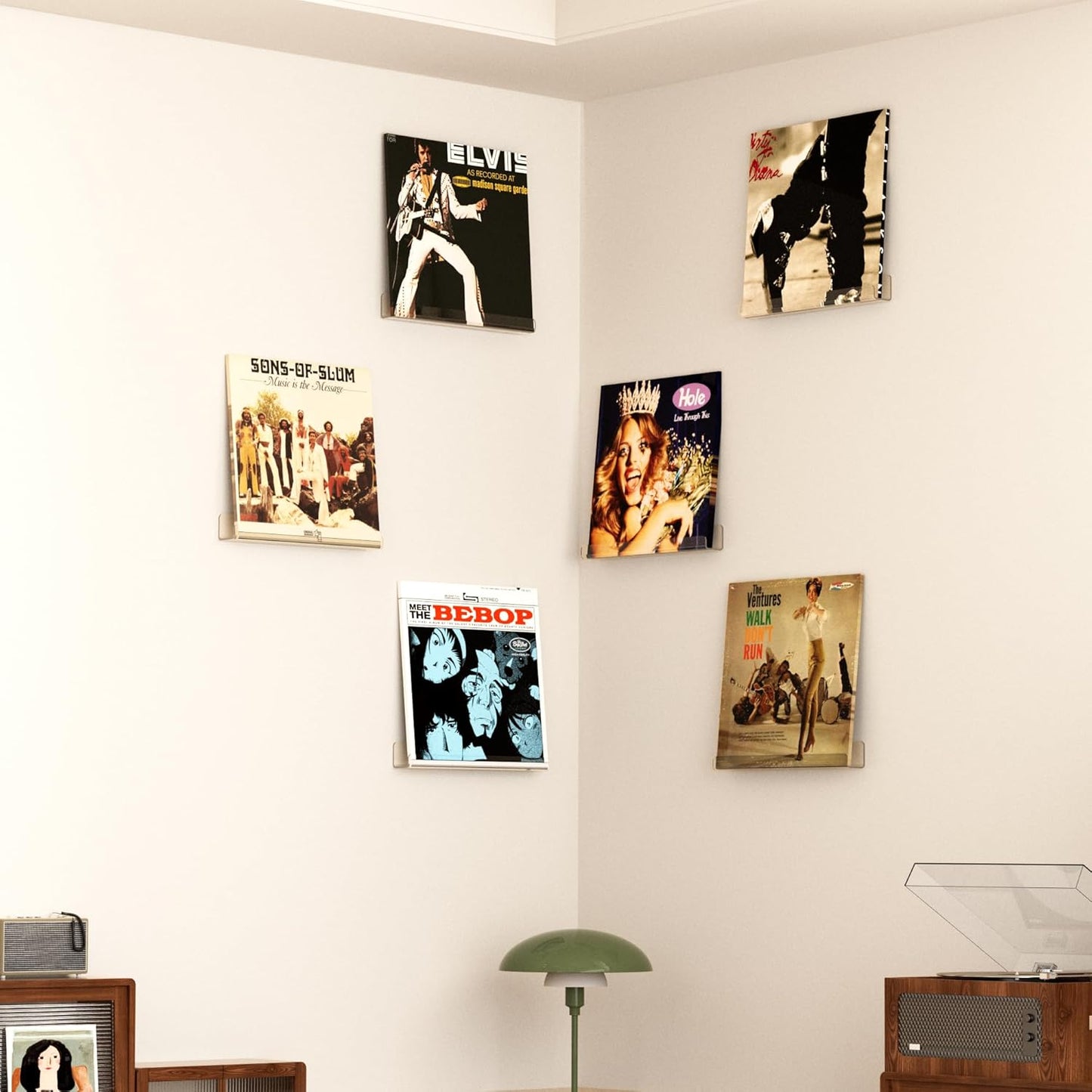Upsimples Vinyl Record Wall Mount Shelves - 12" Clear Acrylic Album Display & Storage | Perfect for Kids' Bookshelf & Magazine Rack