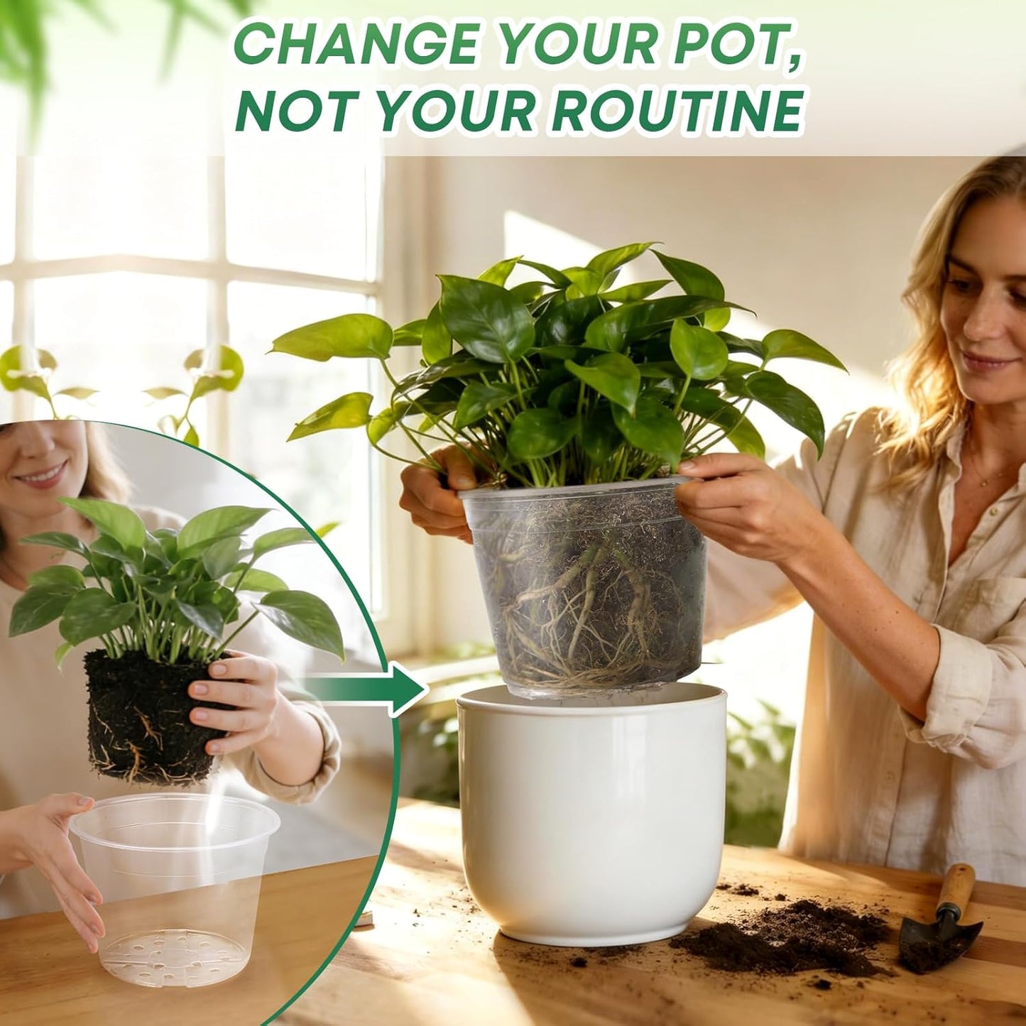 Skiennix Large Clear Nursery Pots - 15 Pack with Drainage Holes for Indoor/Outdoor Gardening | 8, 10, 12 Inch