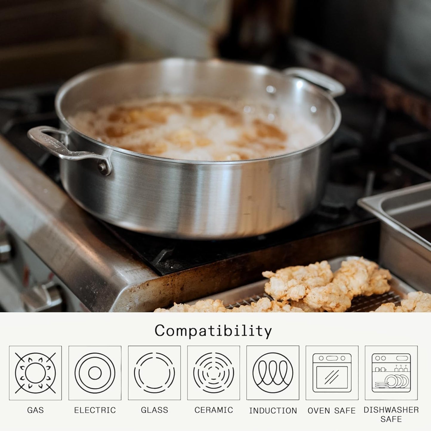 Made In Cookware | 10 Quart Stainless Steel Rondeau Pot with Lid | 5-Ply Clad Design | Induction Compatible