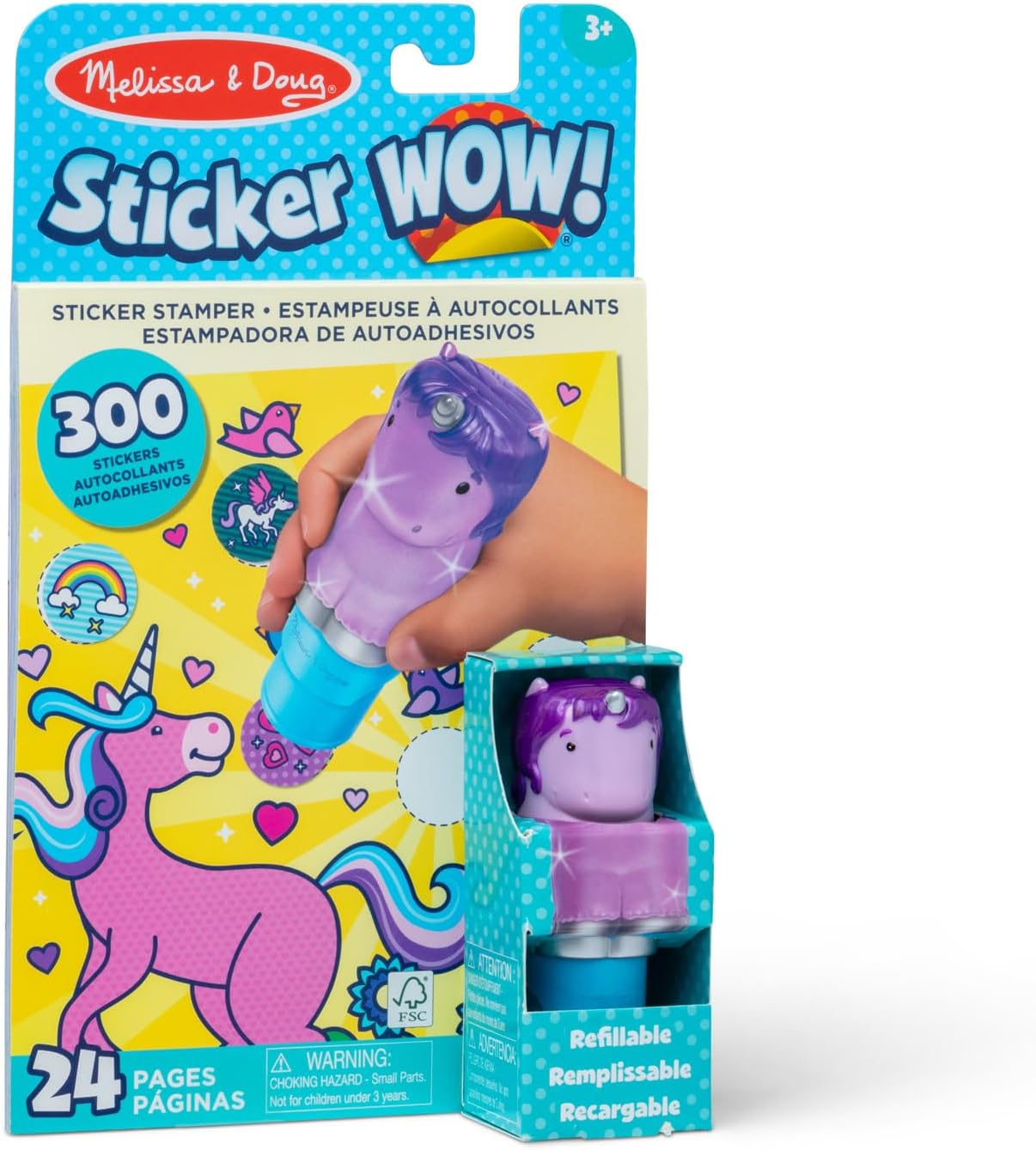 Melissa & Doug Sticker Wow!™ Activity Pad - 24 Pages with 300 Stickers - Arts and Crafts Fidget Toy for Kids Ages 3+ - Purple Unicorn