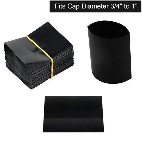 Black Shrink Bands,50x60mm 200 Pieces Black Shrink Wrap for Hot Sauce Bottles and Other Liquid Bottles Fits 3/4" to 1" Diameter