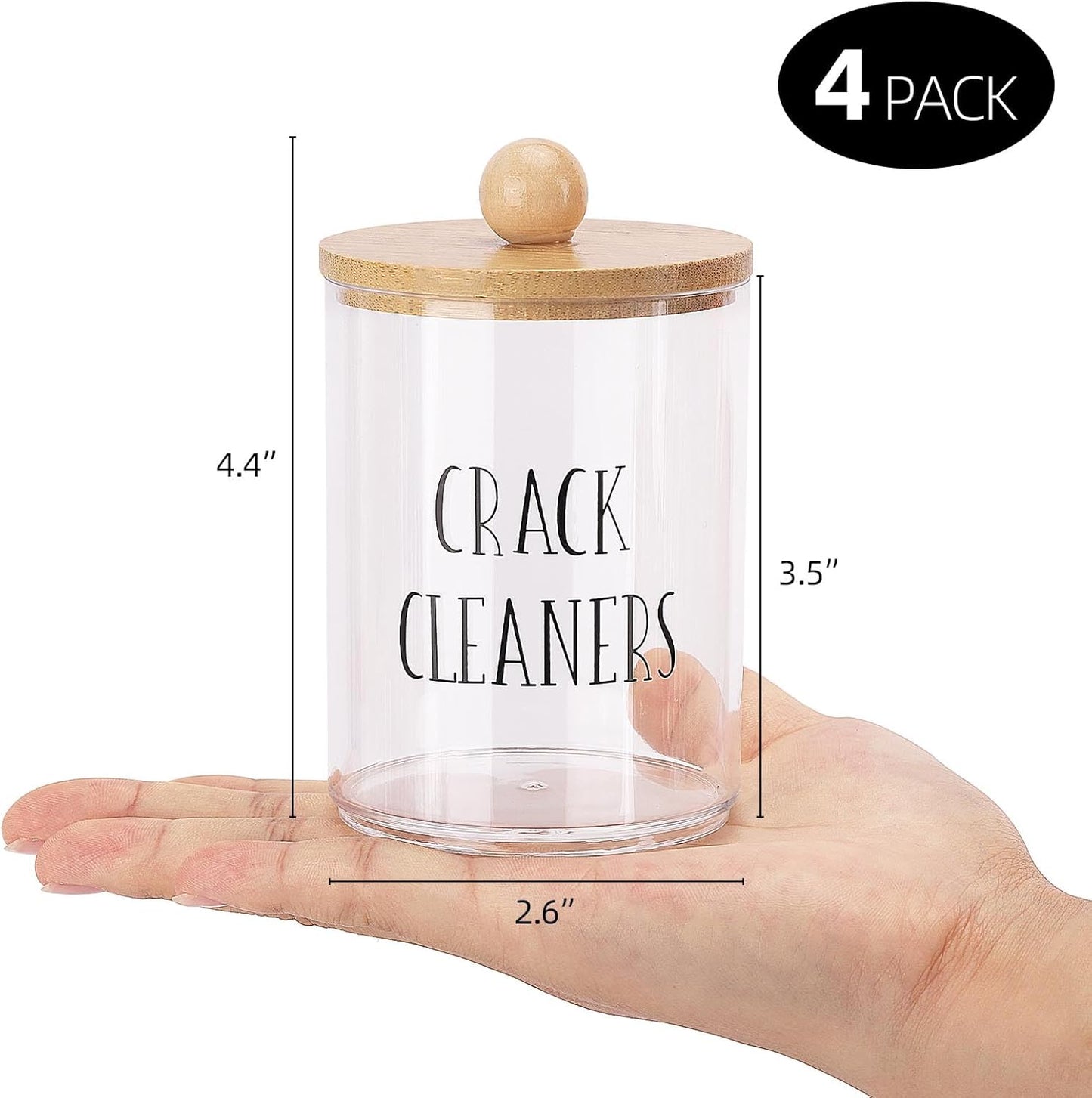 Tbestmax Qtip Holder - 10 oz Clear Plastic Bathroom Organizer with Bamboo Lids | Perfect for Cotton Balls & Swabs