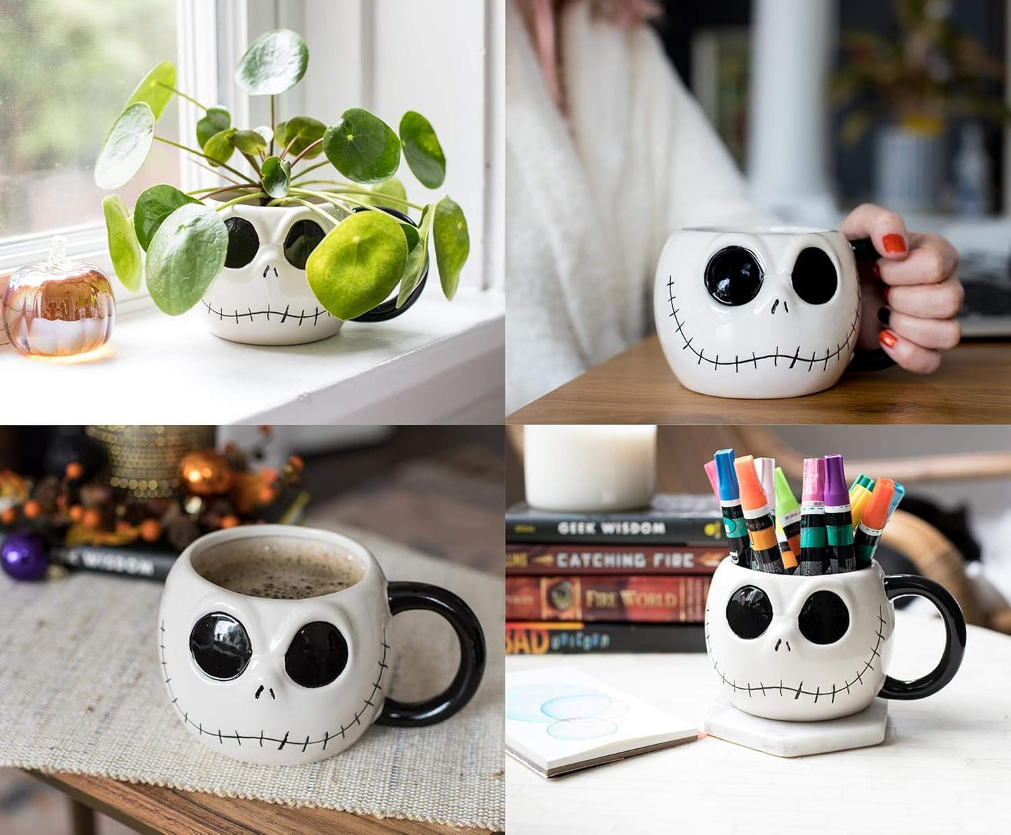 Nightmare Before Christmas Jack Skellington 20-Ounce Coffee Mug - Oversized Ceramic Drinkware for Hot & Cold Beverages