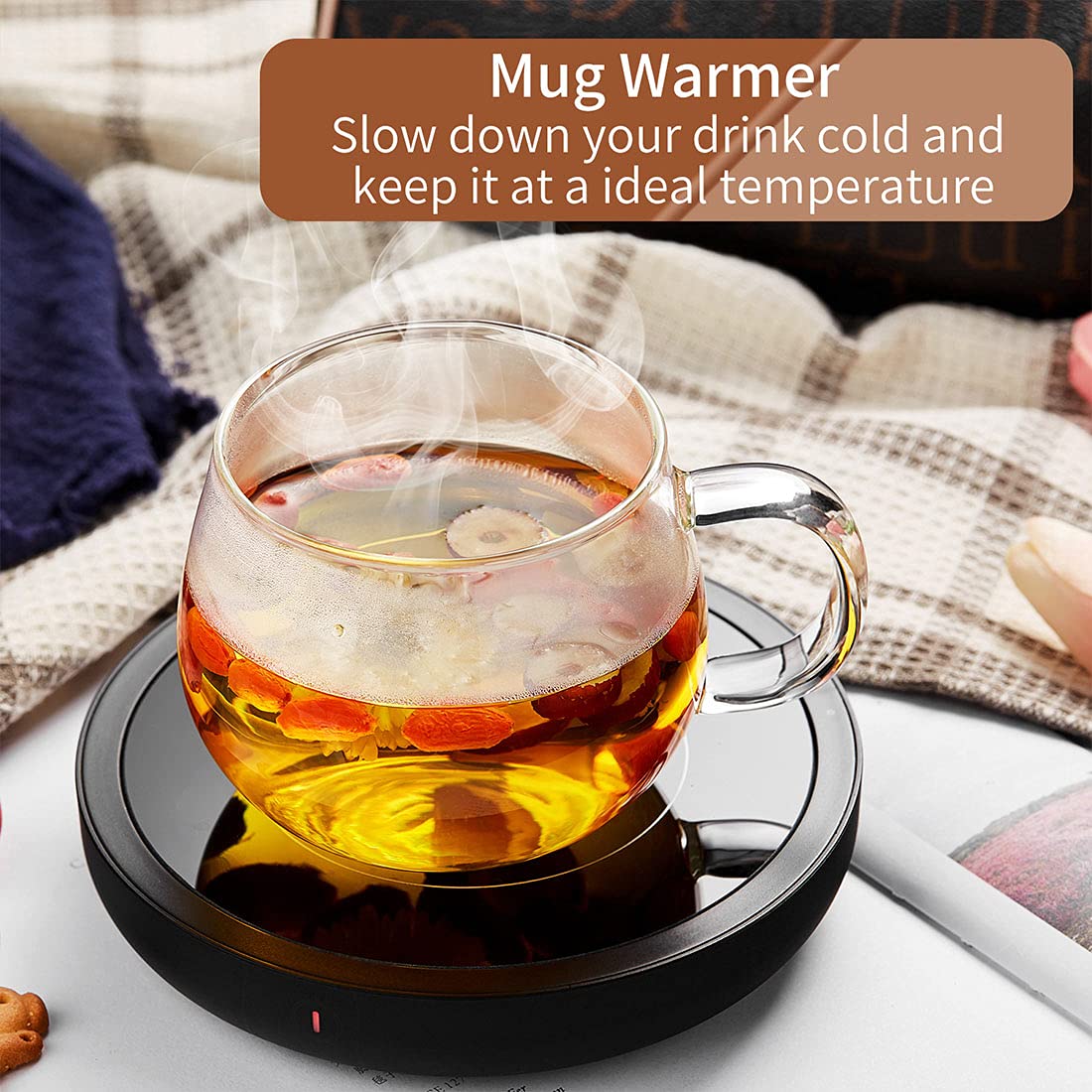 DOPUDO Coffee Warmer, 3-in-1 Mug Warmer with Auto Shut Off, Black, 36W Fast Heating, Perfect for Desk, Coffee, Tea, Milk
