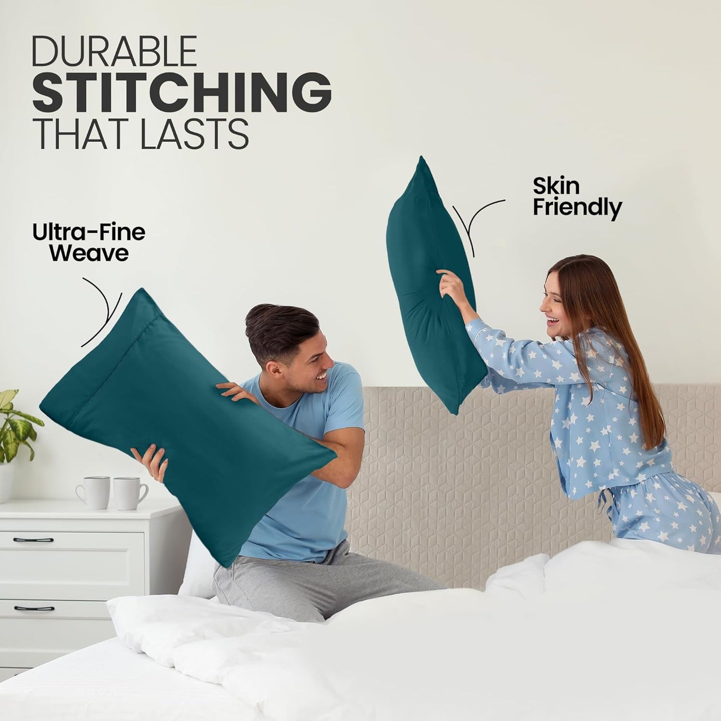 Utopia Bedding Queen Pillow Cases - Soft Brushed Microfiber - 2 Pack, Teal | Fade Resistant 20 x 30 Inches