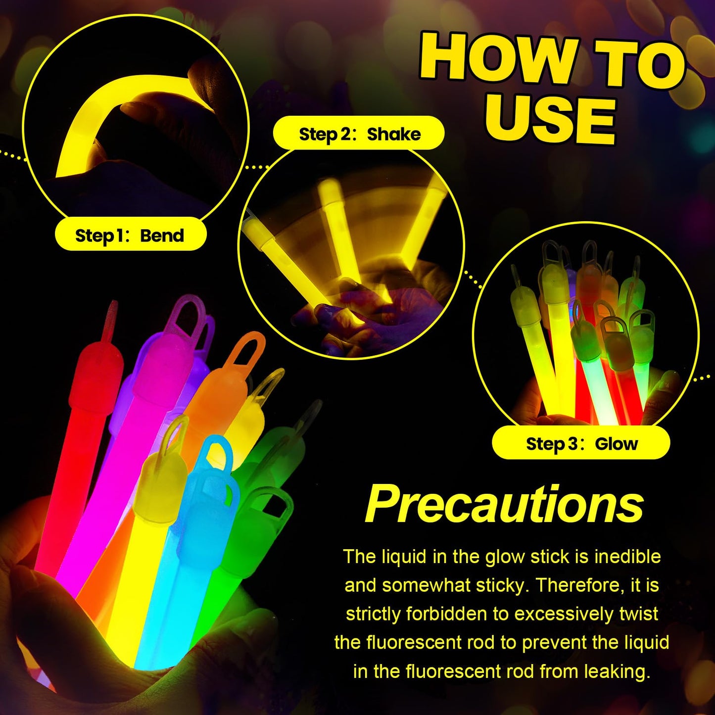 Lewtemi 50 Pack 4" or 6" Bright Glow Sticks Bulk, Glow in the Dark Party Supplies Birthday and Holidays (4 Inch,Multicolor)