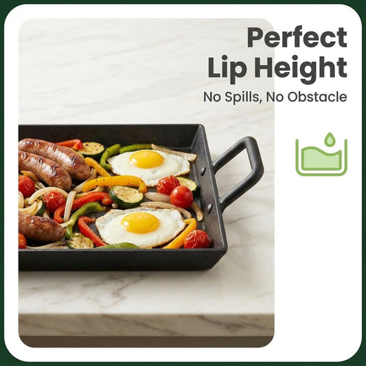 Keleday 21.1 x 10 Inch Cast Iron Griddle Pan,Comal Para Tortillas for Induction,Oven,Stove Top,Campfire,Pre-Seasoned Non-Stick Broiler Pan