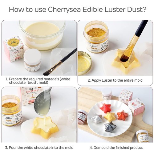 Cherrysea Gold Edible Luster Dust - Tasteless Food Grade Cake Dusting Powder | 10 Grams for Baking