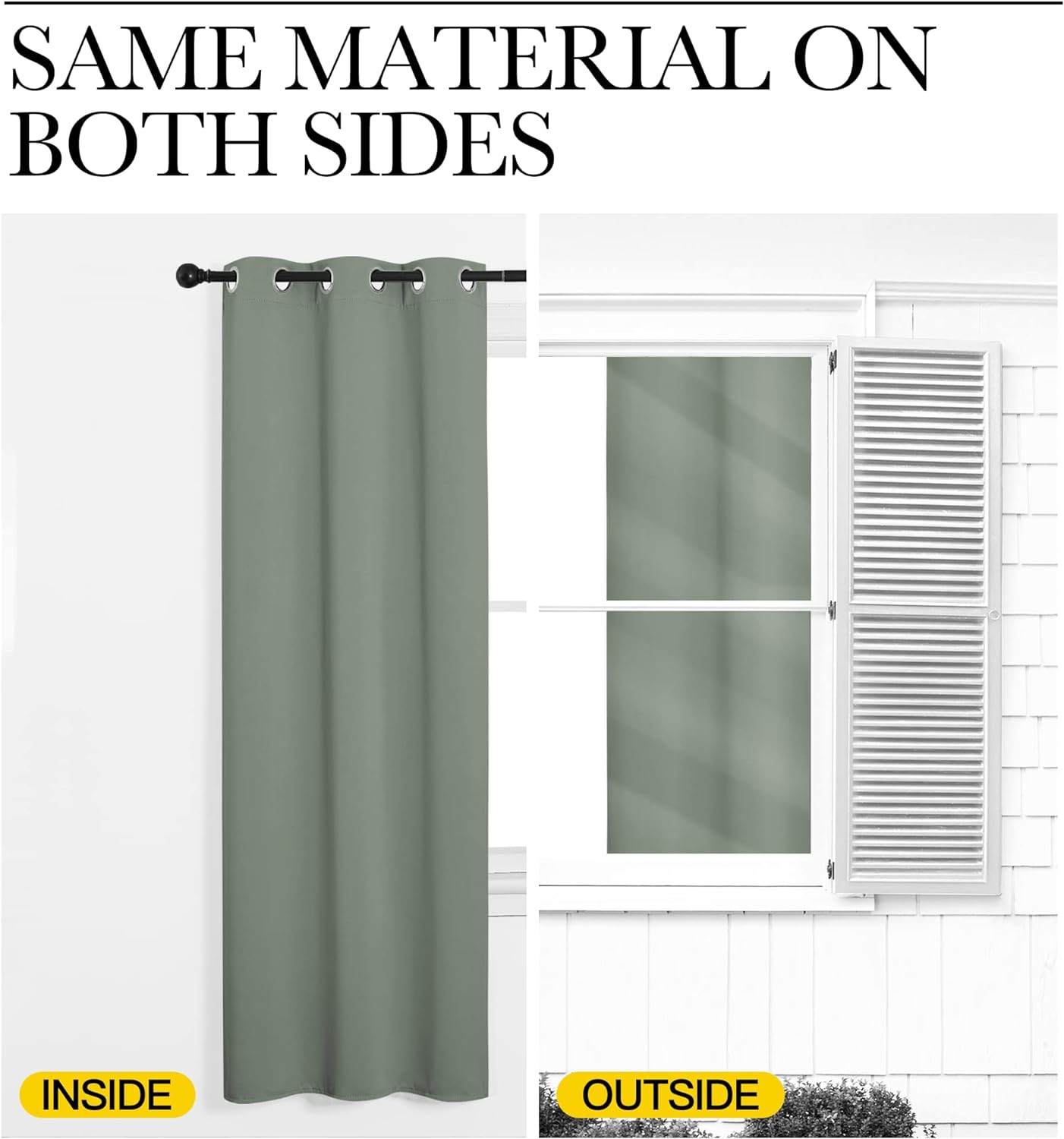 NICETOWN Blackout Curtain Panels - Thermal Insulated Draperies in Greyish Green | 34x45 Inch, 1 Pair