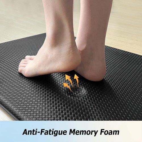 Artnice Kitchen Rugs Set of 2, Non-Slip Kitchen Mats for Floor, Ergonomic Cushioned Anti Fatigue Mat, Waterproof Standing Mat for Home, Office, Sink, Laundry, 17.3"×30"+17.3"×47", Black