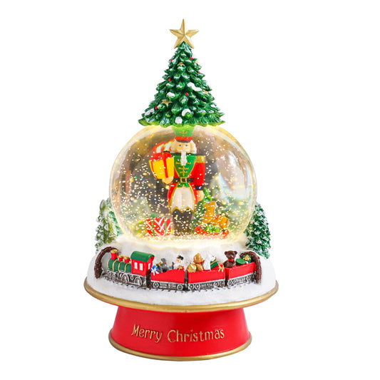 Christmas Snow Globes for Kids, Musical Snow Globe Nutcracker with Gifts Box and Train Music Glass Snowglobes Christmas Birthday Gift for Girls Kids Daughters