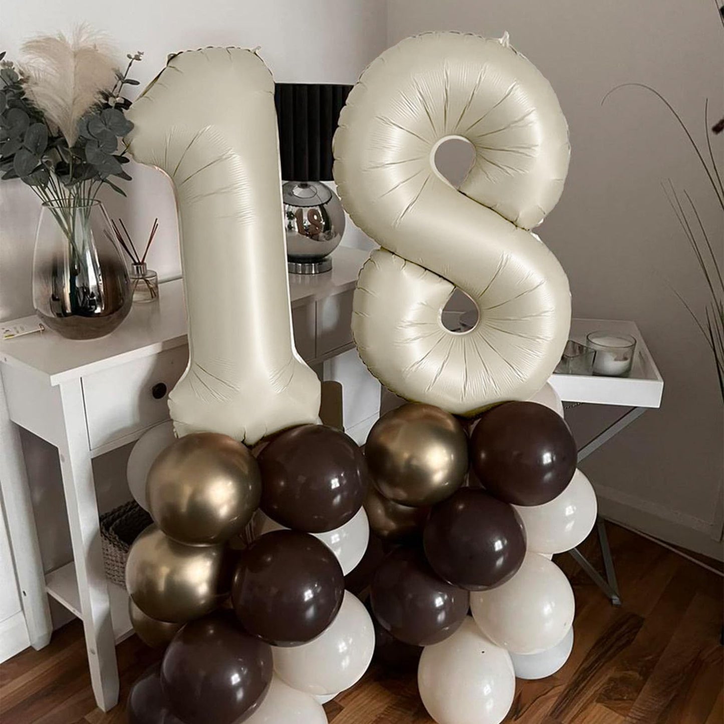 PatiCool 40 Inch Beige Number Balloon 1, Large Cream Number Foil Mylar Balloons for Birthday Party Celebration Decorations Supplies, Digital Balloons for Wedding Anniversary Events Decorations
