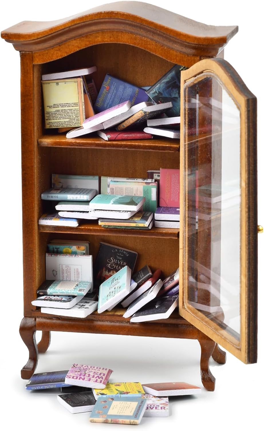 Skiennix Mini Bookshelf - Handcrafted with 100+ Unique Miniature Books | Perfect for Book Lovers