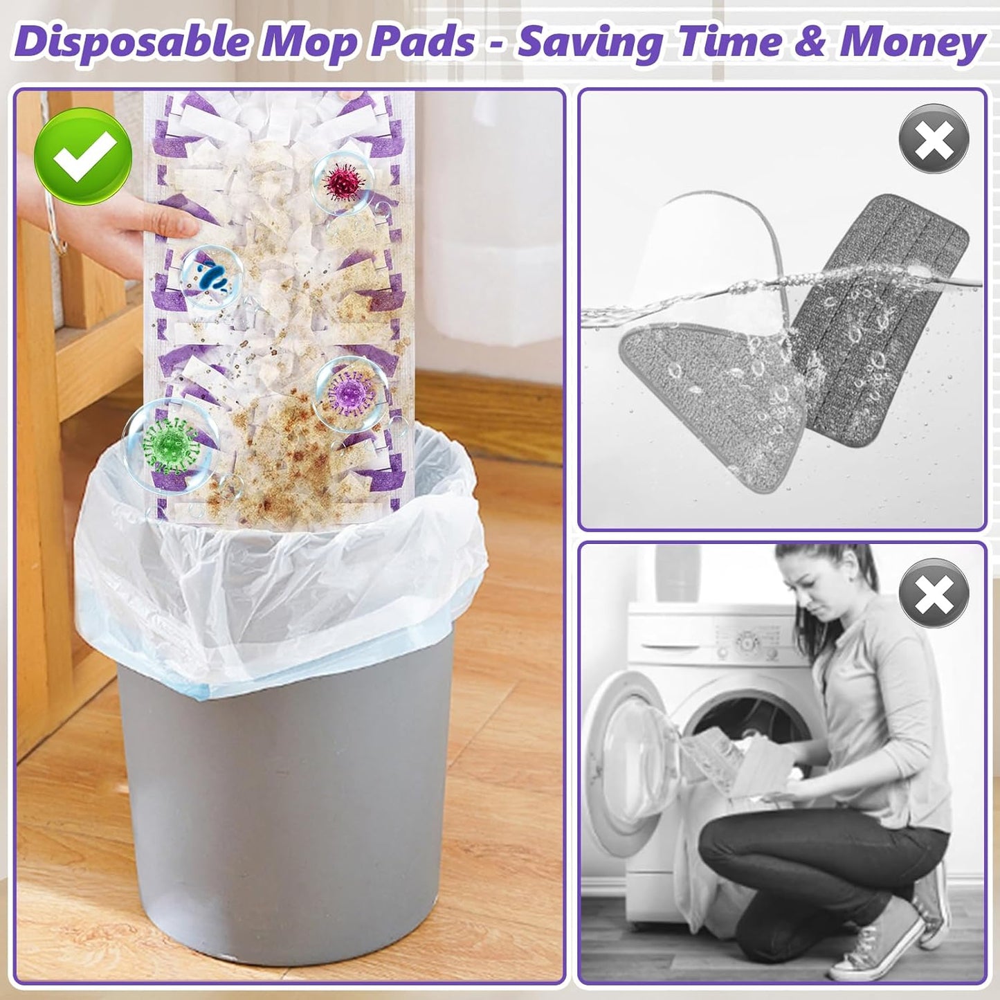 Skiennix Mop Pads Refills - 20 Pcs Wet & Dry Disposable Pads for Multi-Surface Floor Cleaning | Ideal for Tile & Hardwood