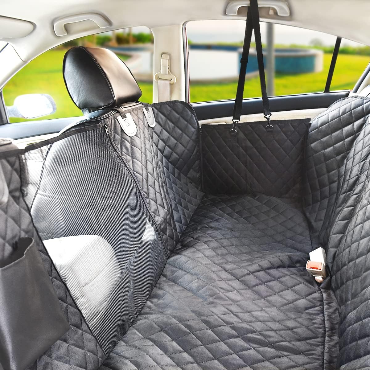 Vailge Dog Car Seat Cover - 100% Waterproof Hammock with Mesh Window | Scratch-Resistant, Antislip Design