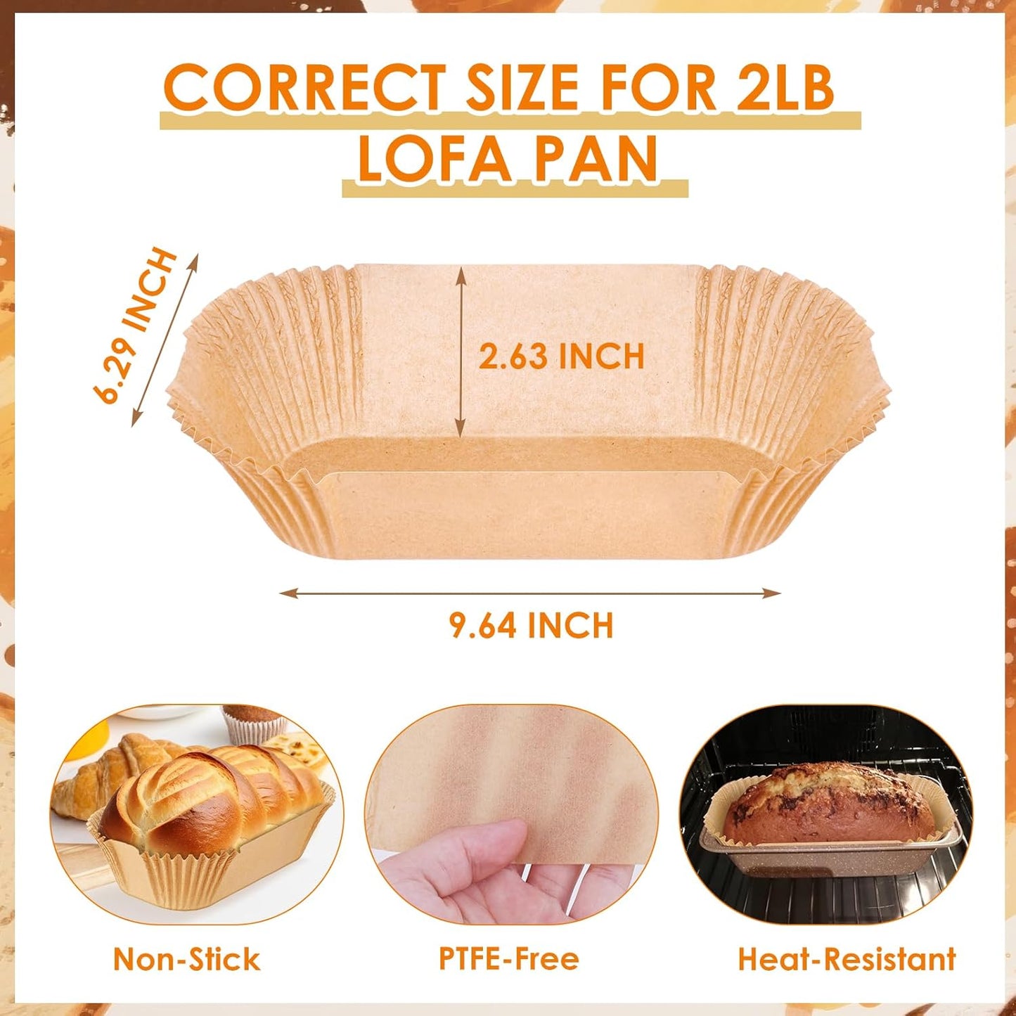 Skiennix Loaf Pan Liners - 200 Pcs Parchment Baking Sheets for 9x5 Inch Bread Pans