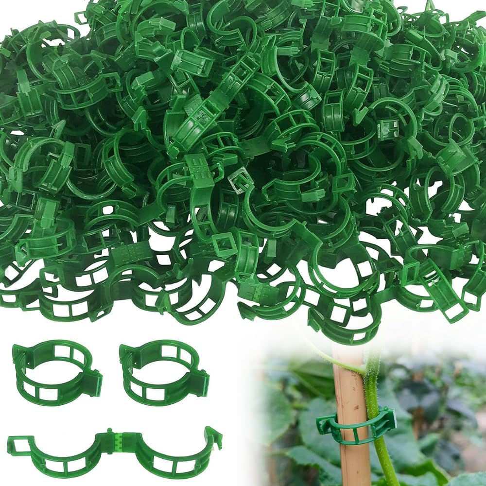 Secured Plastic Plant Clip - Reusable Support Clips for Climbing Plants & Vegetables (50 Pack, Green)