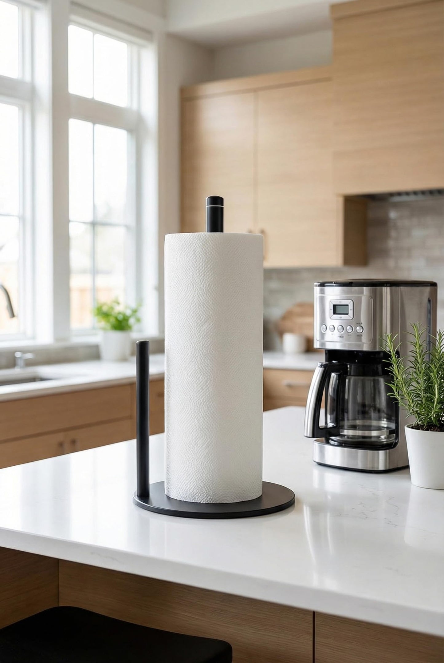 Lydnvjx Paper Towel Holder,Stainless Steel Paper Towel Holder Countertop for Kitchen，Black