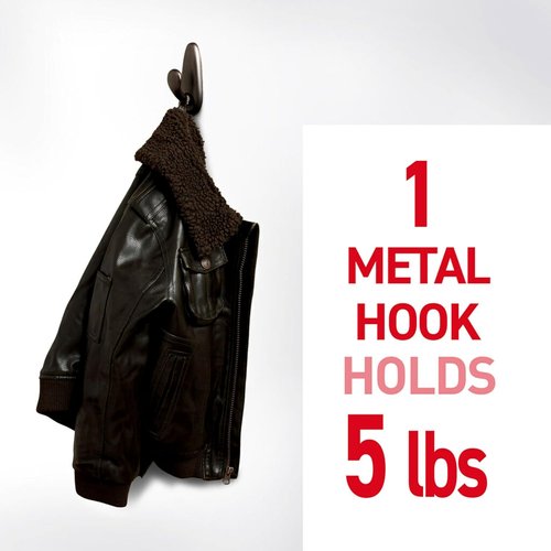 Command 5 lb Large Metal Coat Hooks - Oil Rubbed Bronze, Damage-Free Adhesive Strips for Home Decor
